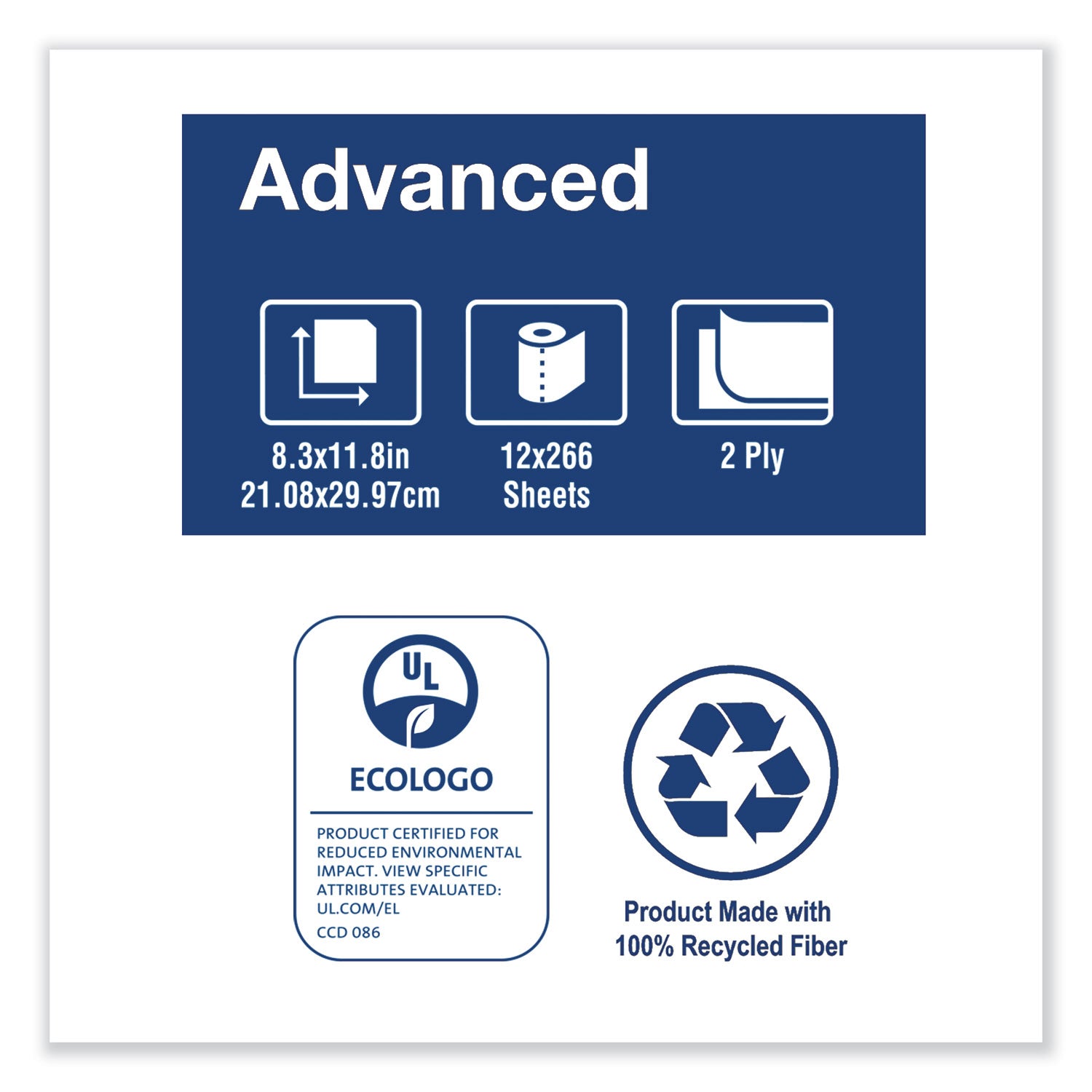 Tork Advanced Soft Mini Centerfeed Hand Towel, 2-Ply, 8.3 x 11.8, 266/Roll, 12 Rolls/Carton