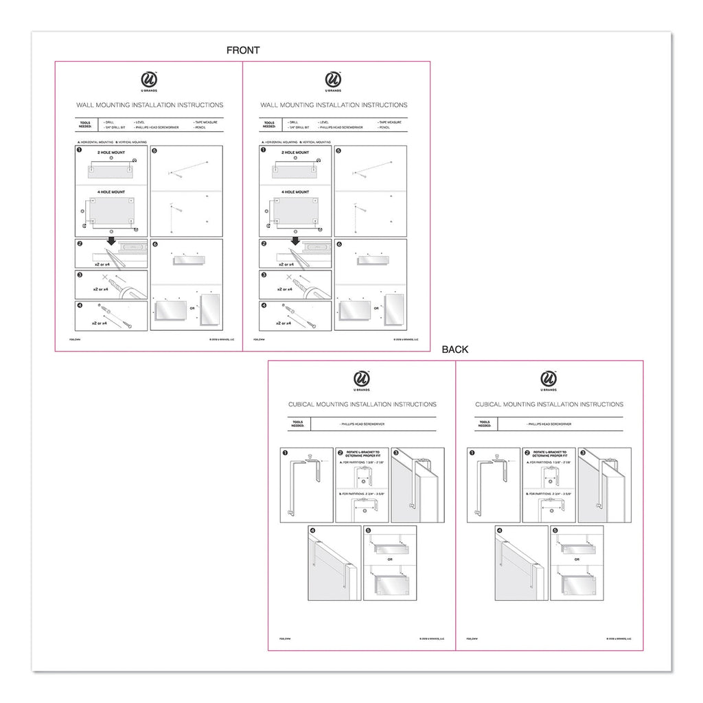 U Brands Cubicle Glass Dry Erase Undated One Week Calendar Board, 20 x 5.5, White