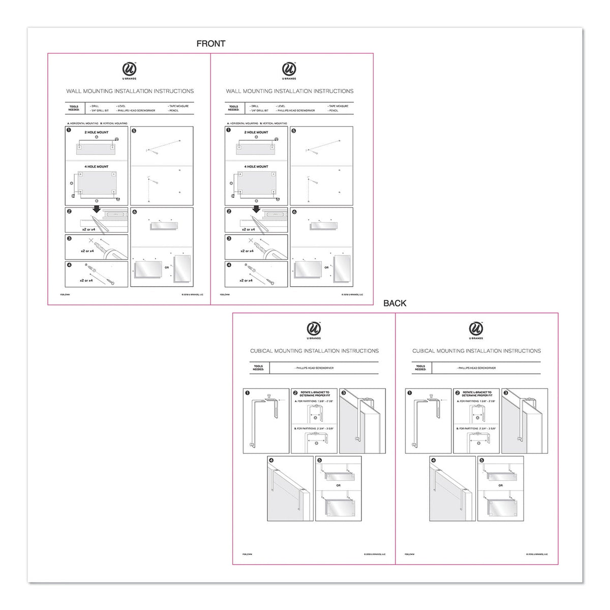 U Brands Cubicle Glass Dry Erase Undated One Week Calendar Board, 20 x 5.5, White