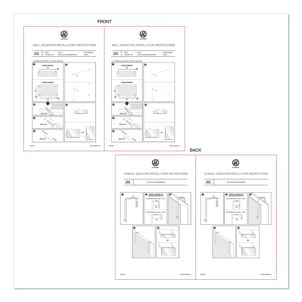 U Brands Cubicle Glass Dry Erase Undated Four Week Calendar Board, 23 x 12, White
