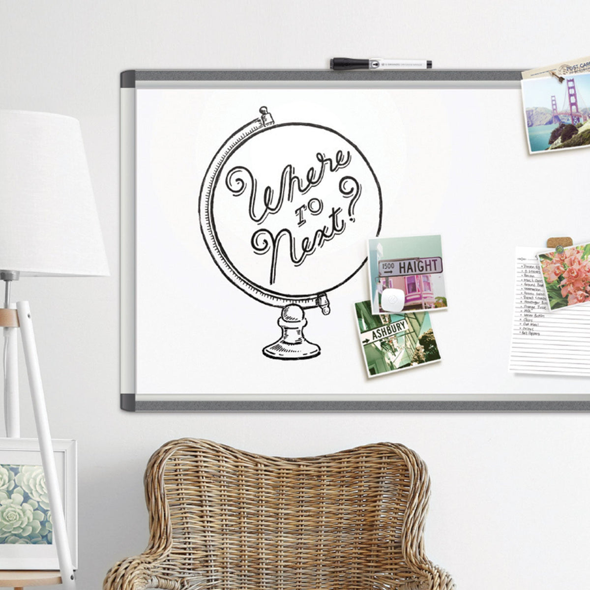 U Brands PINIT Magnetic Dry Erase Board, 72 x 48, White