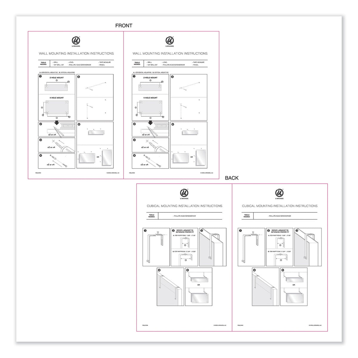 U Brands Cubicle Glass Dry Erase Board, 12 x 12, White