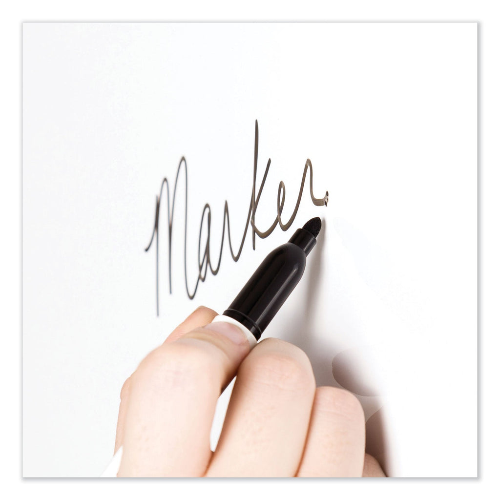 U Brands Medium Point Low-Odor Dry-Erase Markers with Erasers, Medium Bullet Tip, Black, Dozen