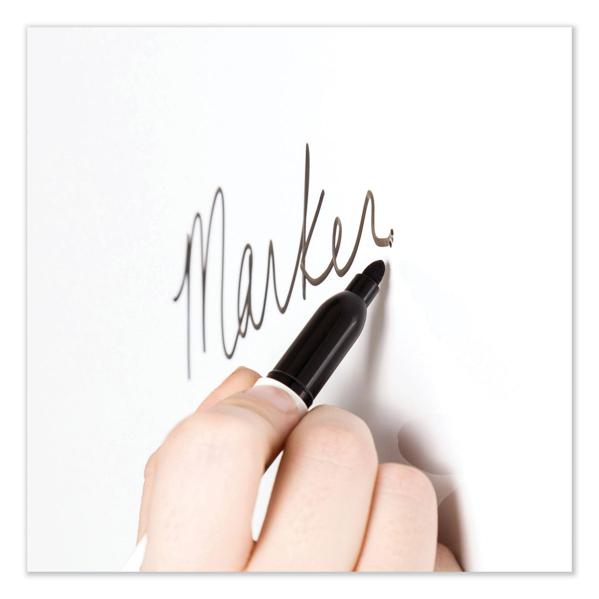 U Brands Medium Point Low-Odor Dry-Erase Markers with Erasers, Medium Bullet Tip, Black, Dozen