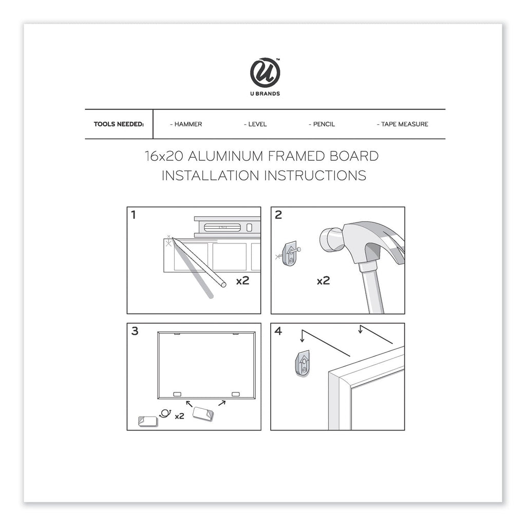 U Brands Magnetic Dry Erase Undated One Month Calendar Board, 20 x 16, White