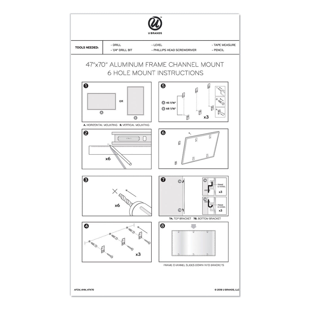 U Brands PINIT Magnetic Dry Erase Board, 72 x 48, White