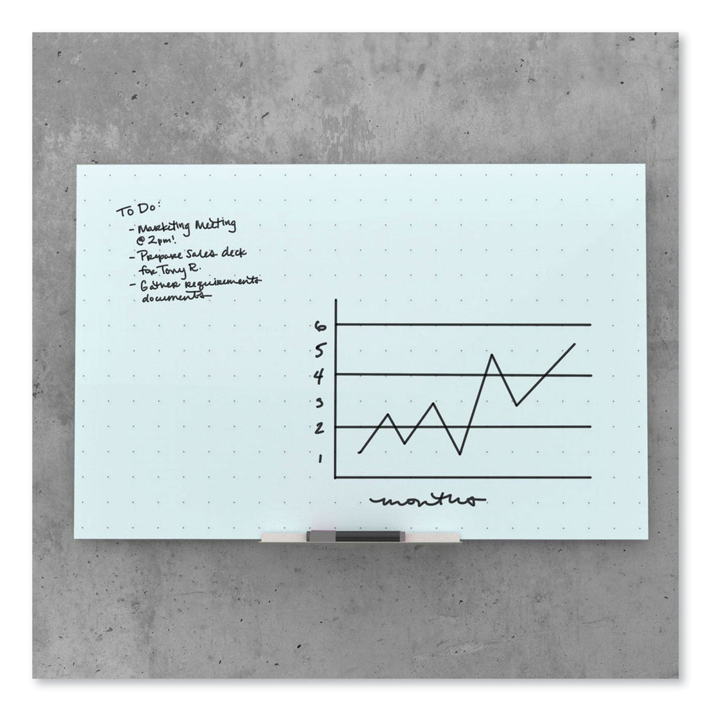 U Brands Floating Glass Ghost Grid Dry Erase Board, 48 x 36, White