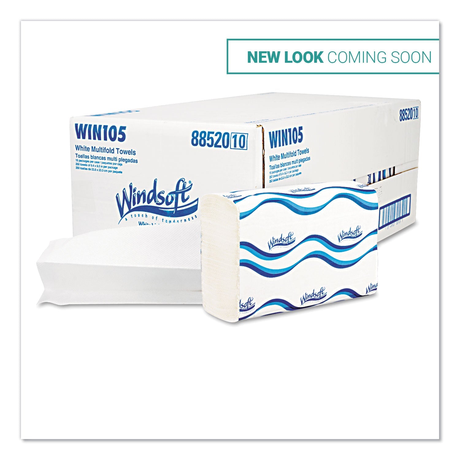 Windsoft Multifold Paper Towels, 1-Ply, White, 9.25 x 9.5, 250/Pack, 16 Packs/Carton