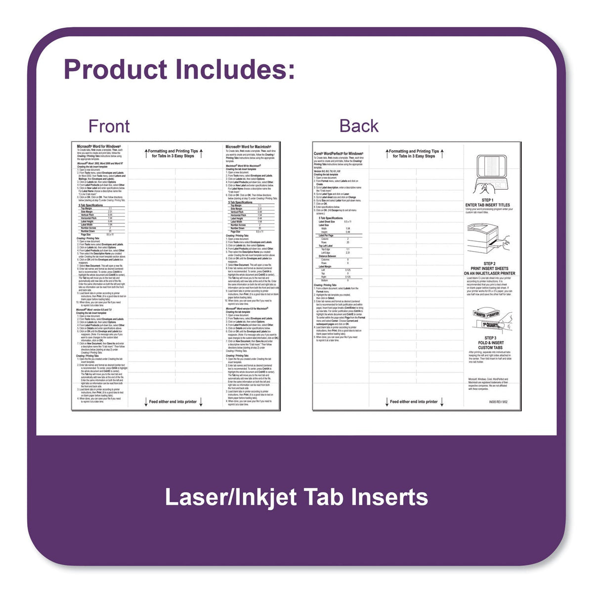 C-Line Tabbed Business Card Binder Pages, For 2 x 3.5 Cards, Clear, 20 Cards/Sheet, 5 Sheets/Pack