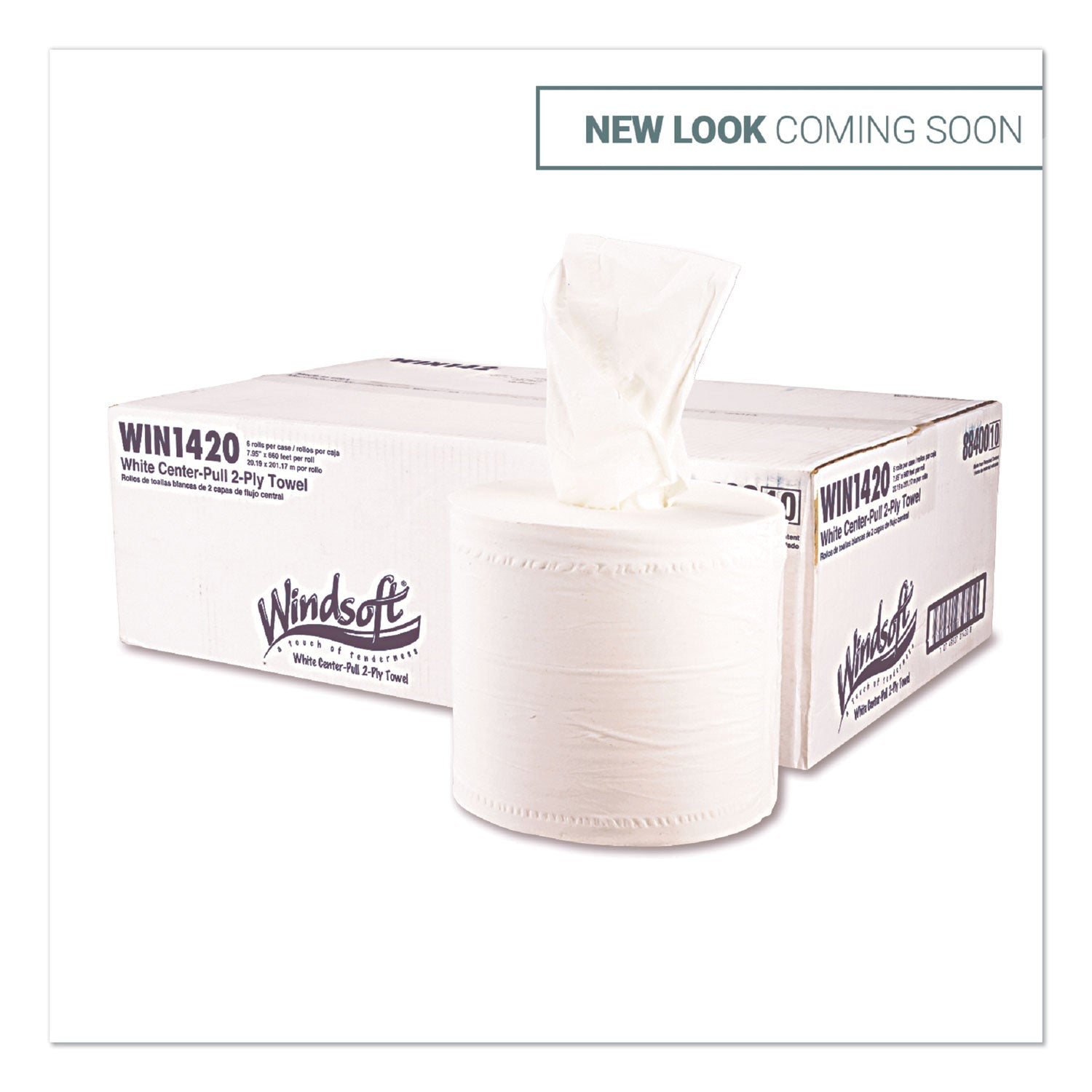 Windsoft Center-Flow Perforated Paper Towel Roll, 7.3 x 15, White, 6 Rolls/Carton