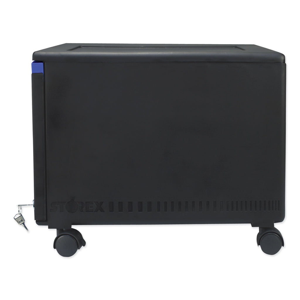 Storex Single-Drawer Mobile Filing Cabinet, 1 Legal/Letter-Size File Drawer, Black/Blue, 14.75" x 18.25" x 12.75"