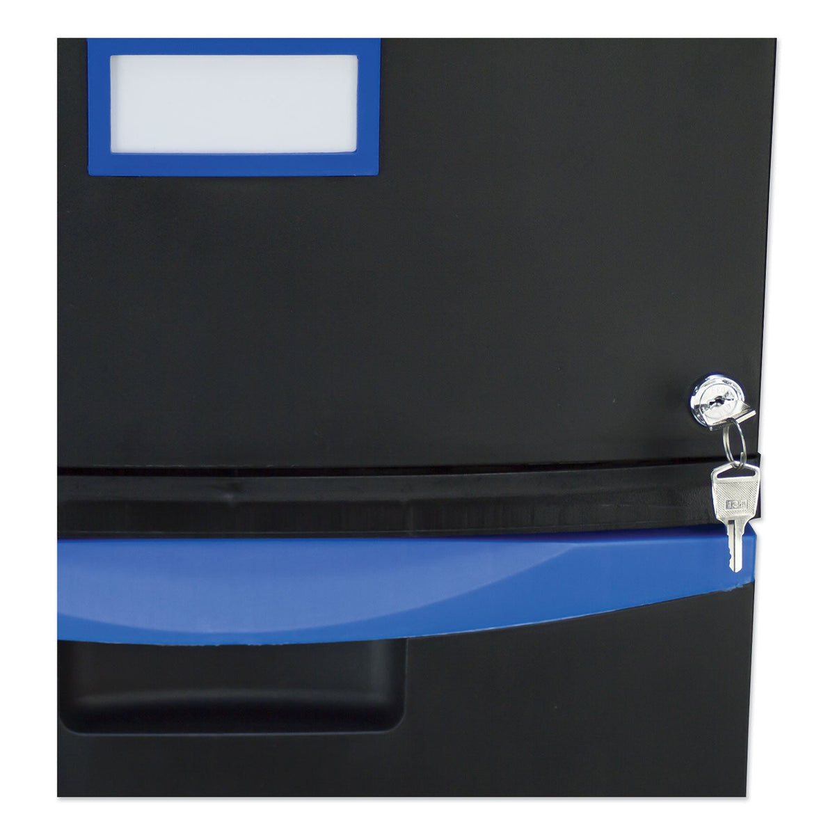 Storex Single-Drawer Mobile Filing Cabinet, 1 Legal/Letter-Size File Drawer, Black/Blue, 14.75" x 18.25" x 12.75"