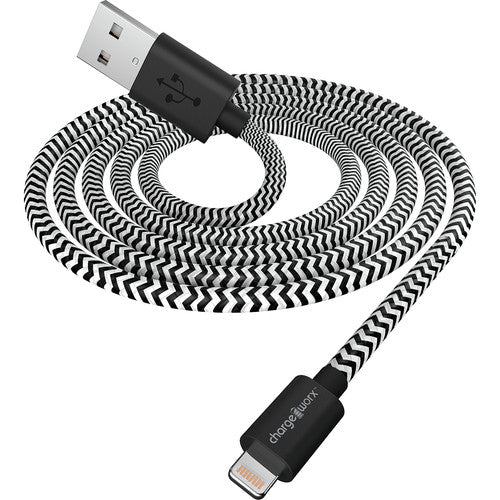 Chargeworx Braided Lightning to USB-A Charging Cable, 3ft, Durable Fabric Cord