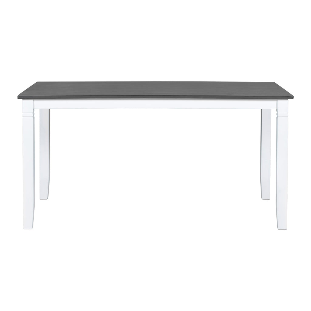 TOPMAX 6-Piece Wood Dining Table Set Kitchen Table Set with Upholstered Bench and 4 Dining Chairs, Farmhouse Style Gray+White