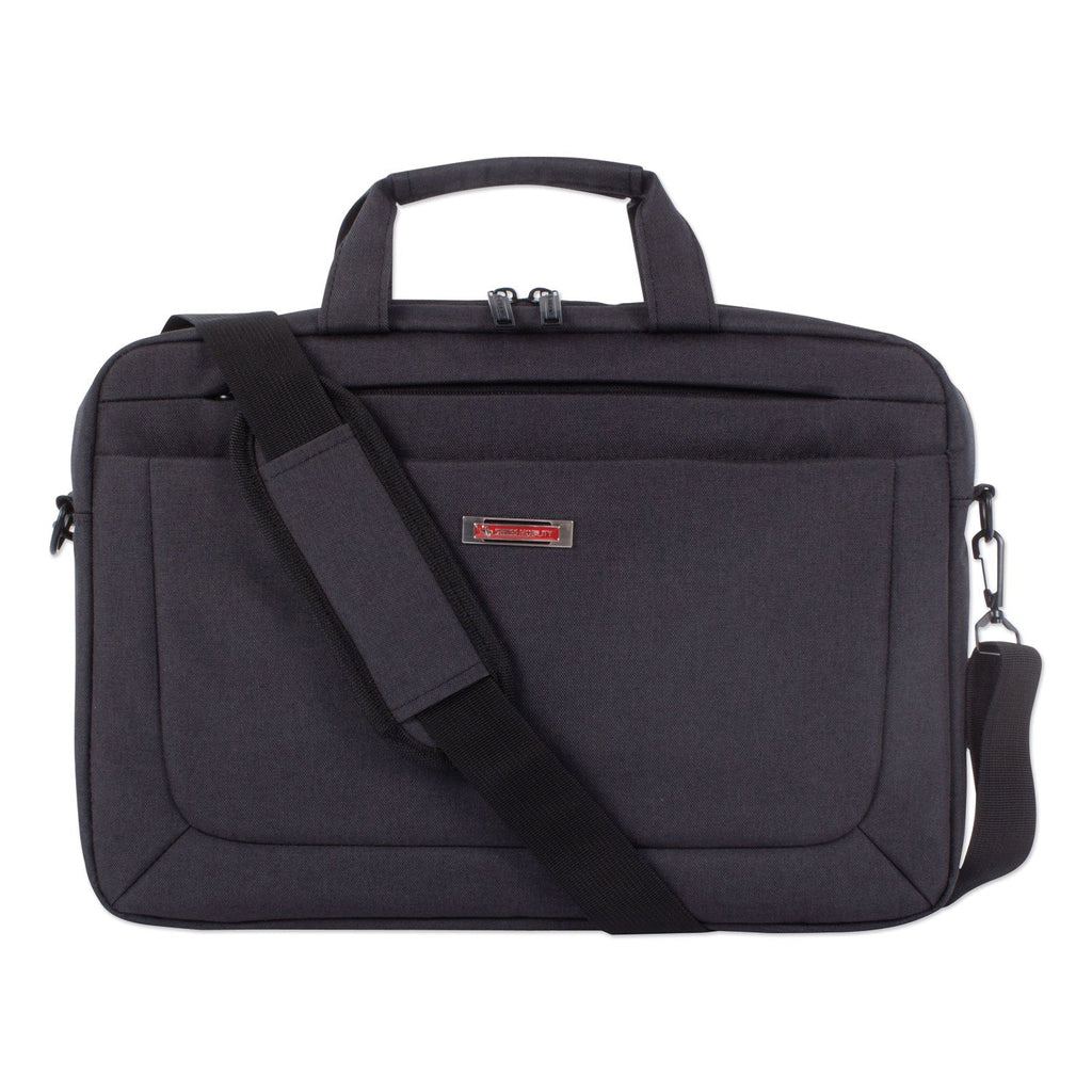 Swiss Mobility Cadence 2 Section Briefcase, Fits Devices Up to 15.6", Polyester, 4.5 x 4.5 x 16, Charcoal