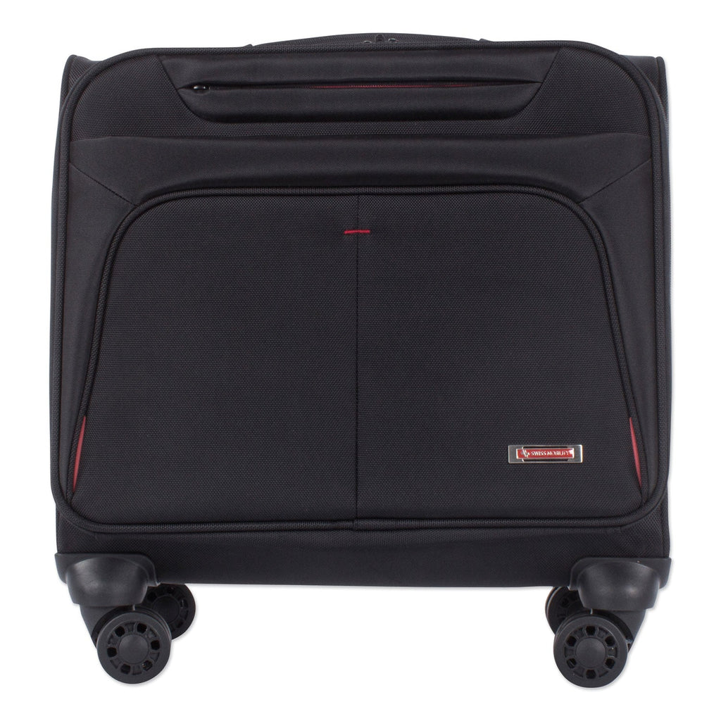 Swiss Mobility Purpose Overnight Business Case On Spinner Wheels, Fits Devices Up to 15.6", Polyester, 9.5 x 9.5 x 17.5, Black