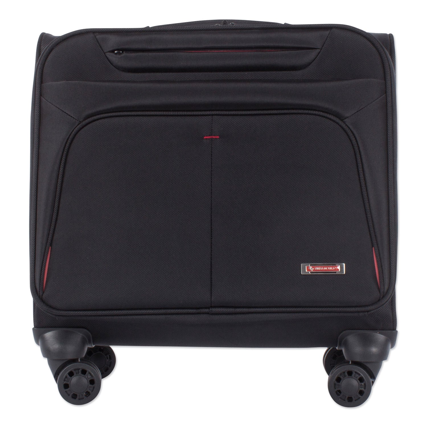 Swiss Mobility Purpose Overnight Business Case On Spinner Wheels, Fits Devices Up to 15.6", Polyester, 9.5 x 9.5 x 17.5, Black
