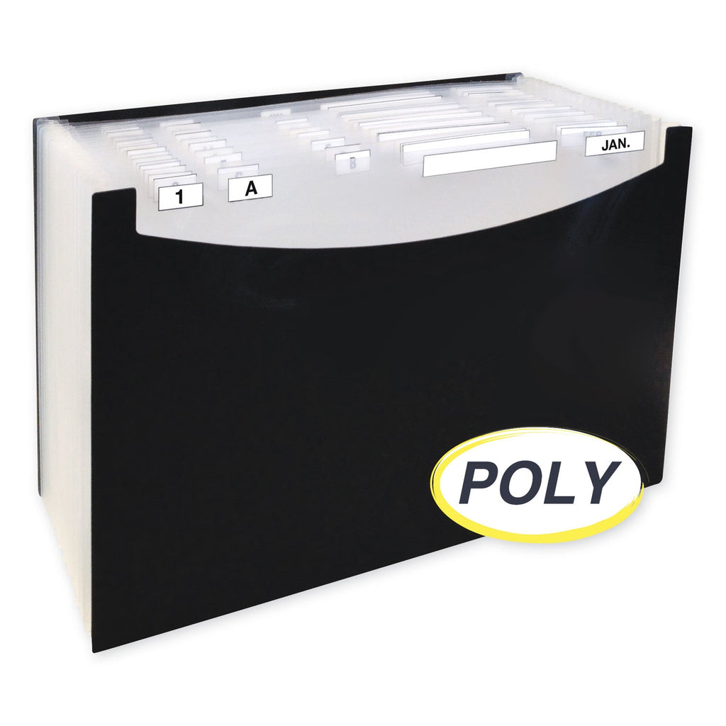 C-Line 21-Pocket Stand-Up Design Expanding File, 12" Expansion, 21 Sections, 1/5-Cut Tabs, Legal Size, Black