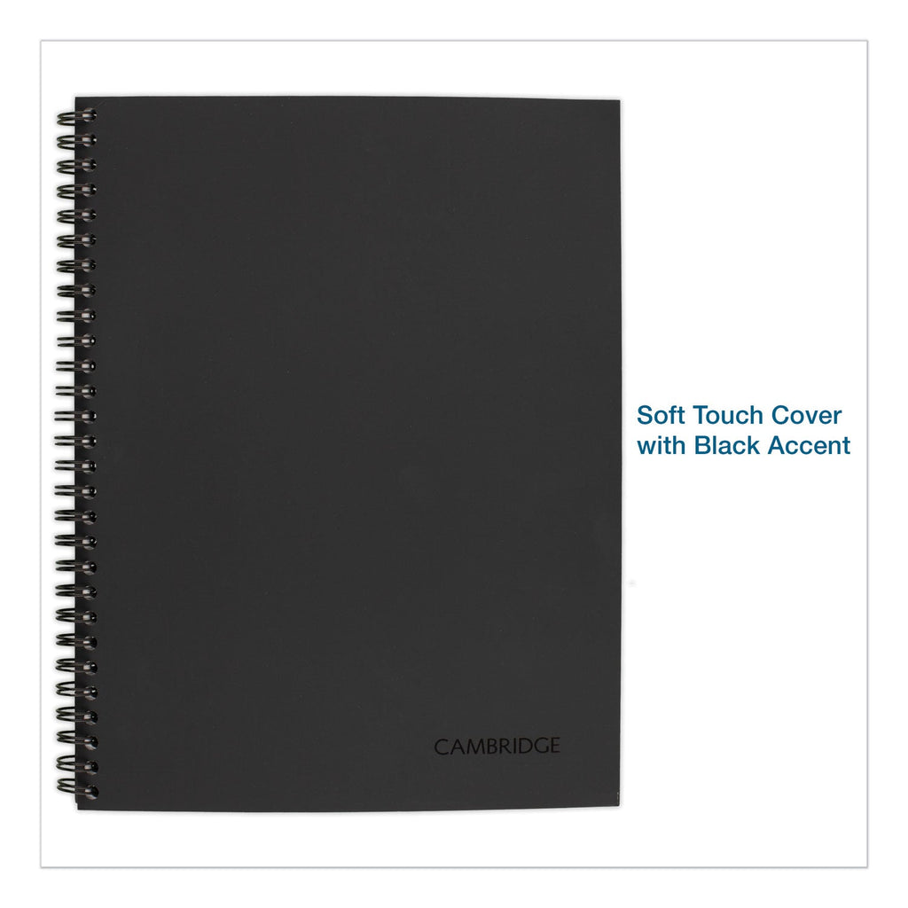 Cambridge Wirebound Business Notebook, 1 Subject, Wide/Legal Rule, Black Cover, 11 x 8.5, 80 Sheets
