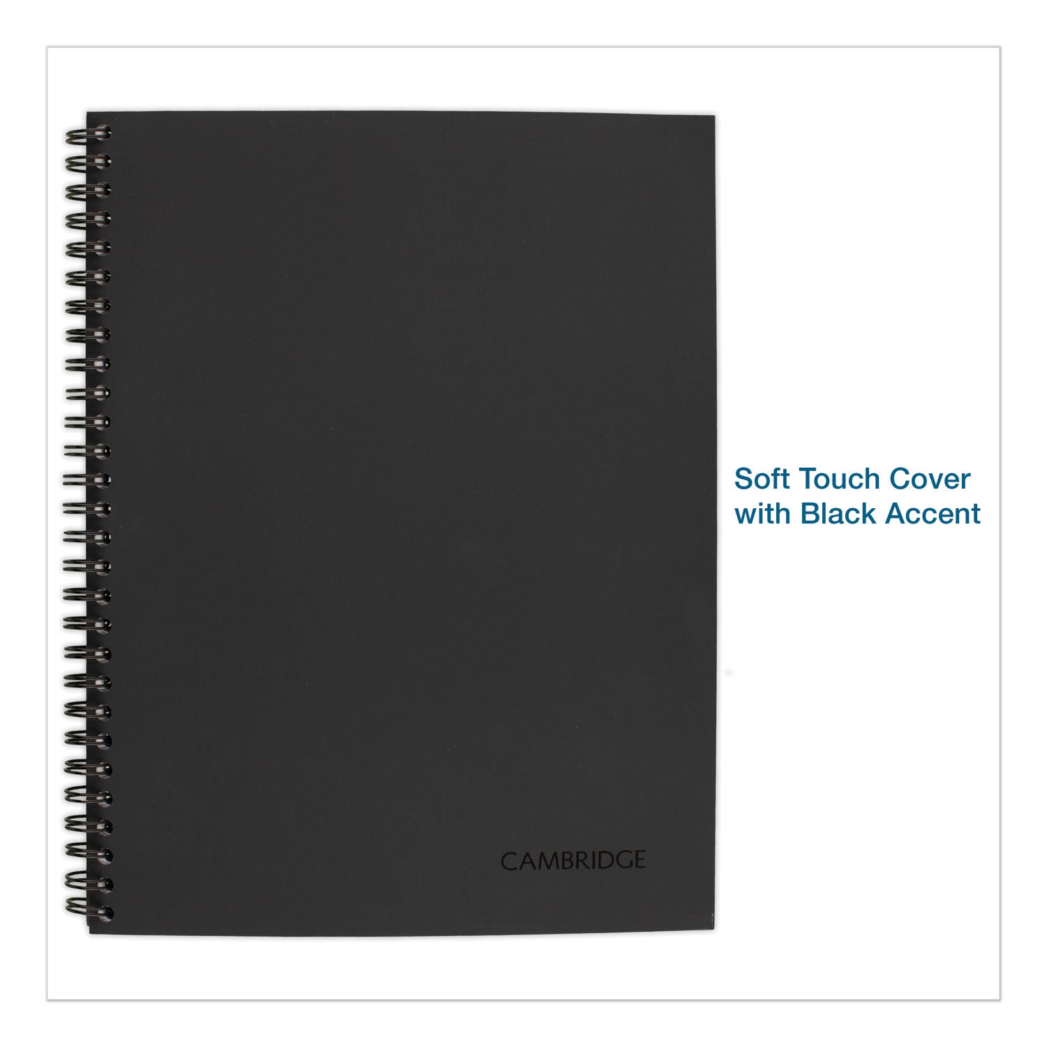 Cambridge Wirebound Business Notebook, 1 Subject, Wide/Legal Rule, Black Cover, 11 x 8.5, 80 Sheets