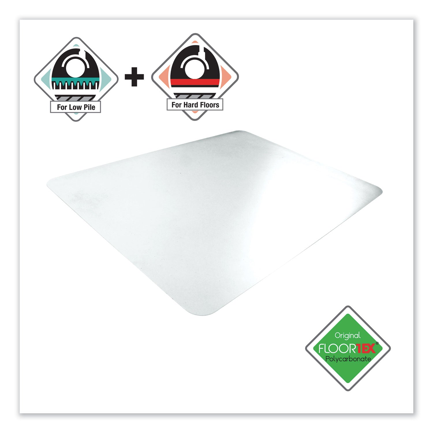 Floortex Cleartex Unomat Anti-Slip Chair Mat for Hard Floors/Flat Pile Carpets, 60 x 48, Clear