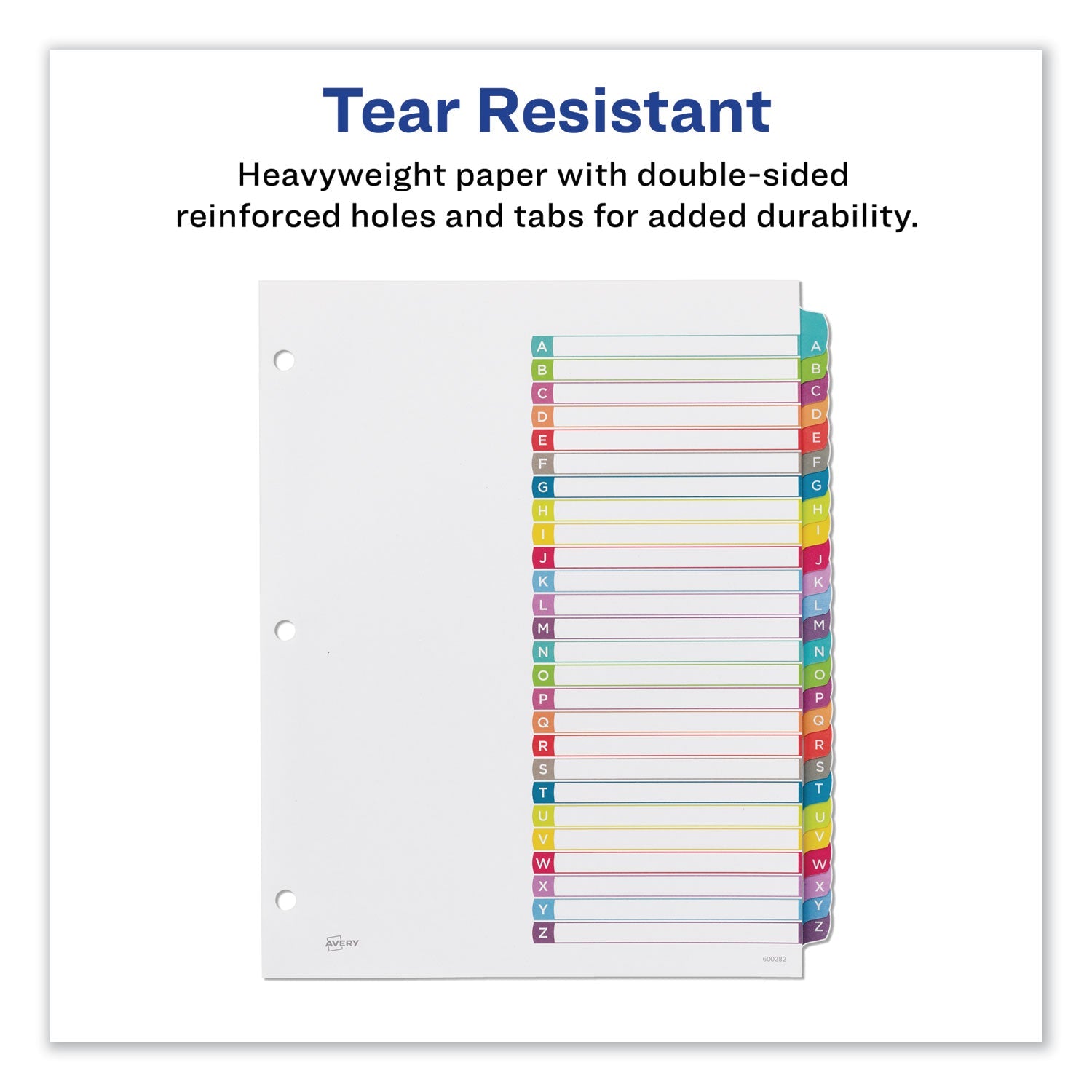 Avery Customizable TOC Ready Index Multicolor Tab Dividers, 26-Tab, A to Z, 11 x 8.5, White, Contemporary Color Tabs, 1 Set