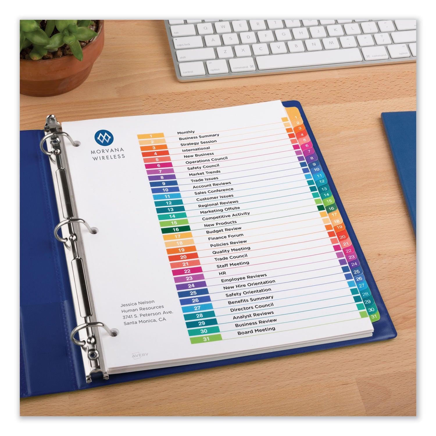 Avery Customizable Table of Contents Ready Index Dividers with Multicolor Tabs, 31-Tab, 1 to 31, 11 x 8.5, White, 1 Set