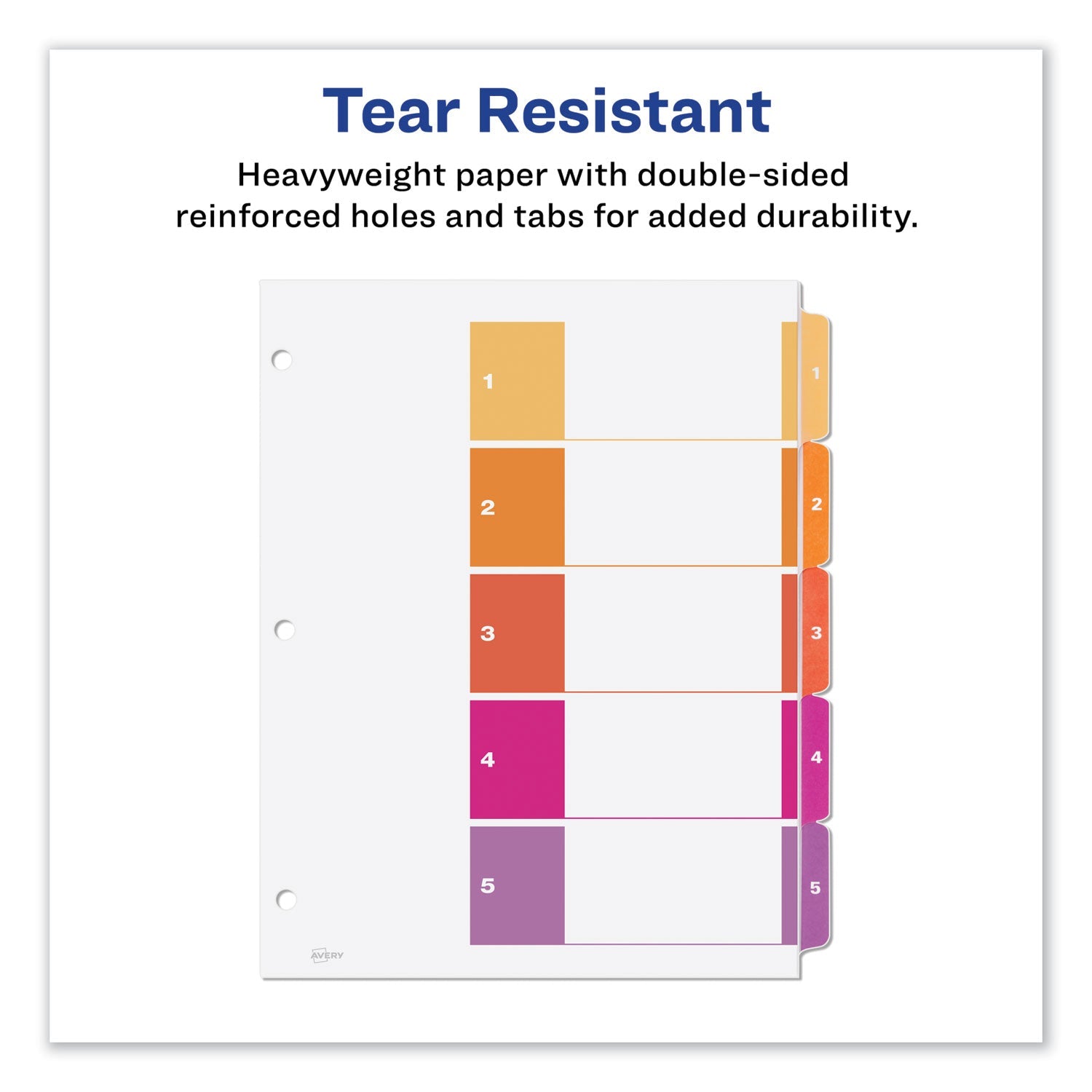 Avery Customizable Table of Contents Ready Index Dividers with Multicolor Tabs, 5-Tab, 1 to 5, 11 x 8.5, White, 3 Sets