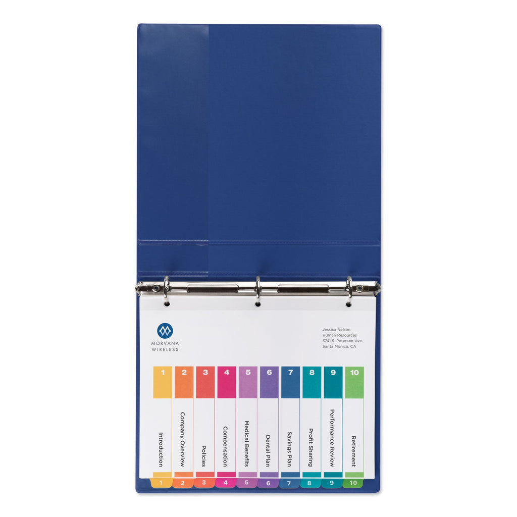 Avery Customizable TOC Ready Index Multicolor Tab Dividers, 10-Tab, 1 to 10, 11 x 8.5, White, Traditional Color Tabs, 6 Sets
