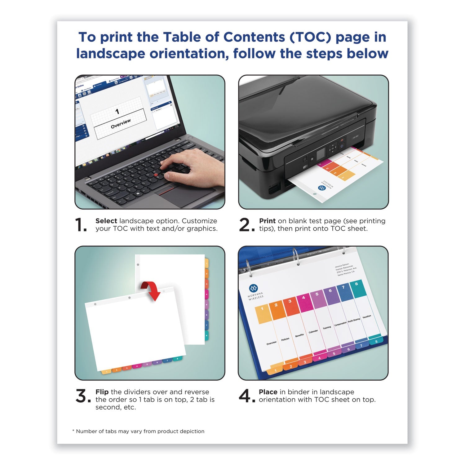Avery Customizable Table of Contents Ready Index Dividers with Multicolor Tabs, 31-Tab, 1 to 31, 11 x 8.5, White, 1 Set