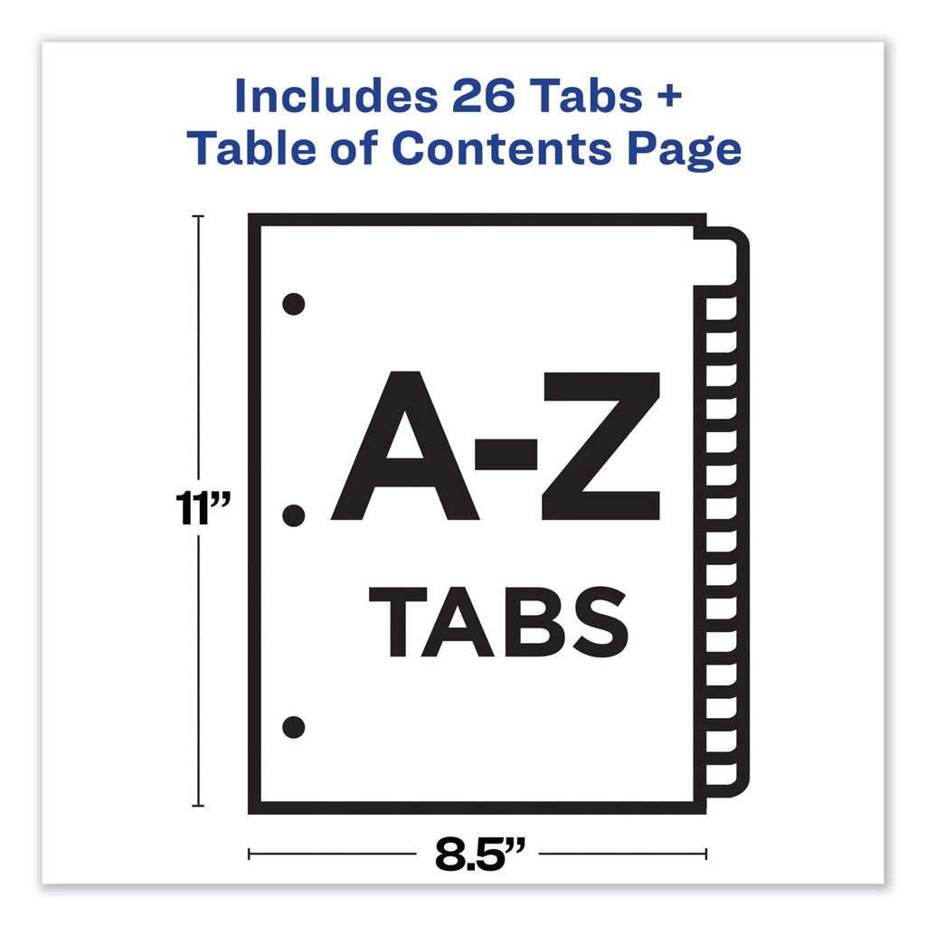 Avery Customizable TOC Ready Index Multicolor Tab Dividers, 26-Tab, A to Z, 11 x 8.5, White, Contemporary Color Tabs, 1 Set