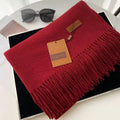 Womens Thickened Fashionable Solid-Color Tassel Scarf