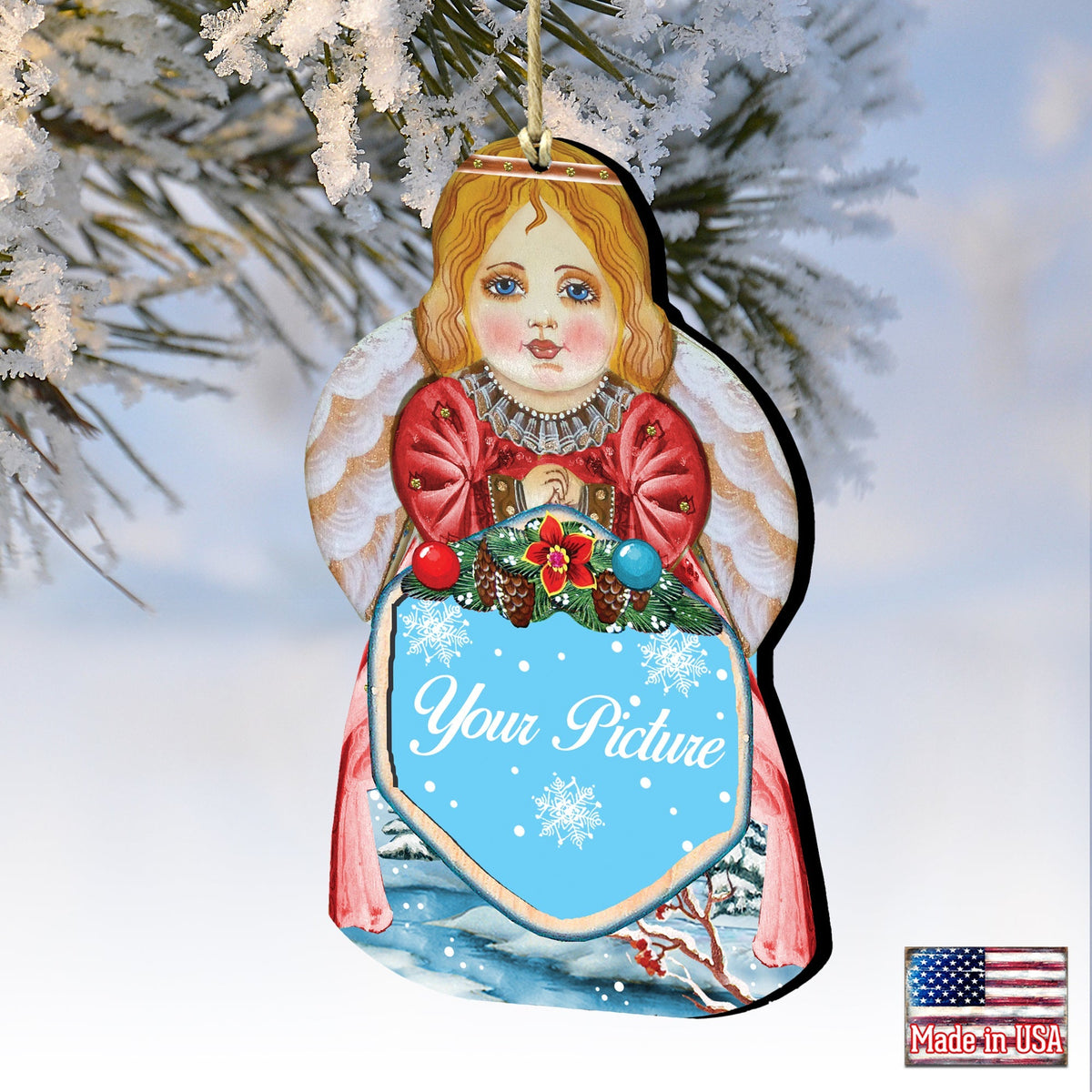 Christmas Angel Picture Frame Ornaments - Ornament for Photo - Nativity Holiday Decor - 8121010PF