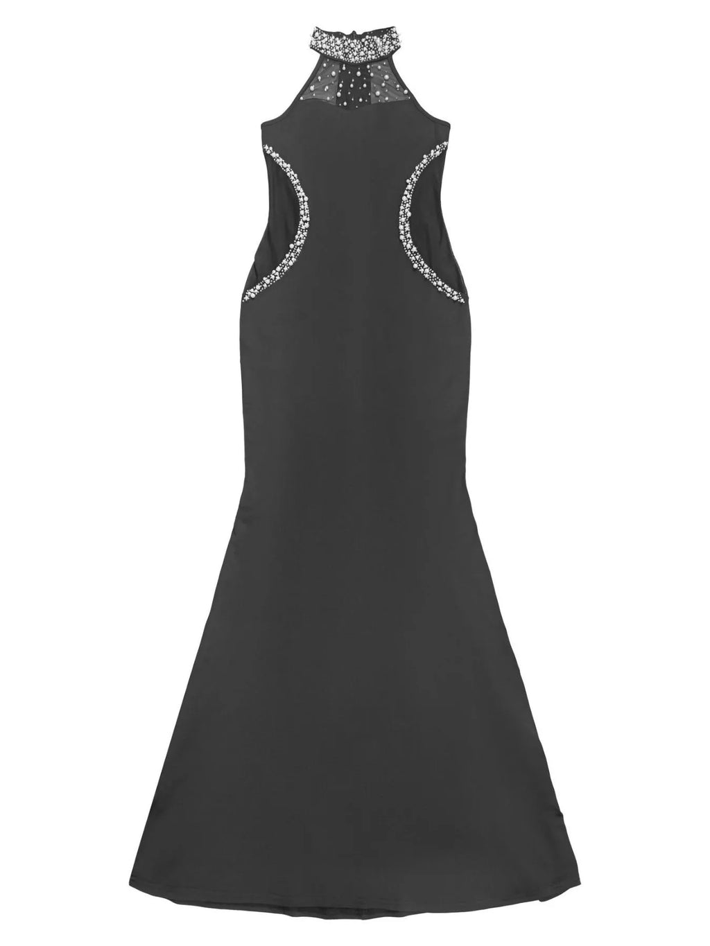 Pearl Detail Rhinestone Sleeveless Maxi Dress