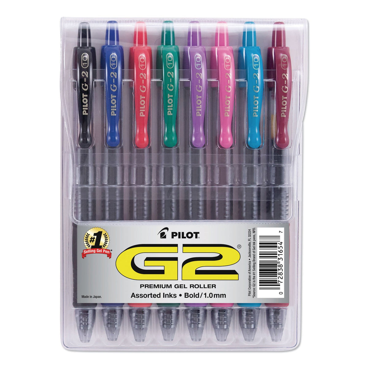 Pilot G2 Premium Gel Pen Convenience Pack, Retractable, Bold 1 mm, Assorted Ink and Barrel Colors, 8/Pack