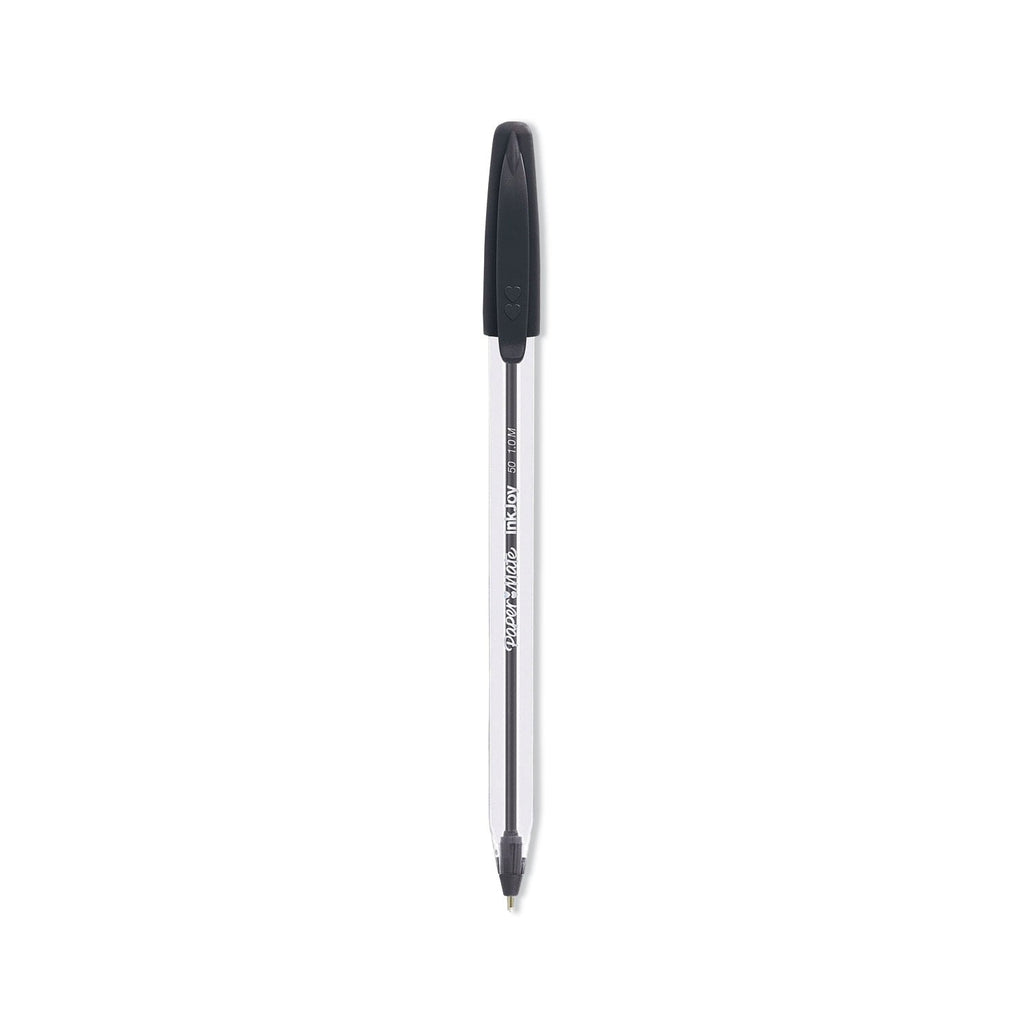 Paper Mate InkJoy 50ST Ballpoint Pen, Stick, Medium 1 mm, Black Ink, Clear Barrel, Dozen