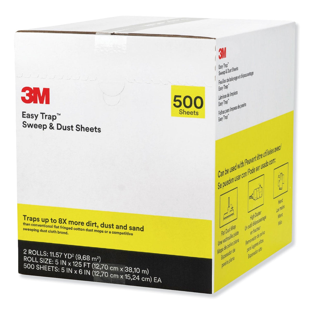 3M Easy Trap Duster, 5" x 125 ft, White, 250 Sheet/Roll, 2 Rolls/Carton