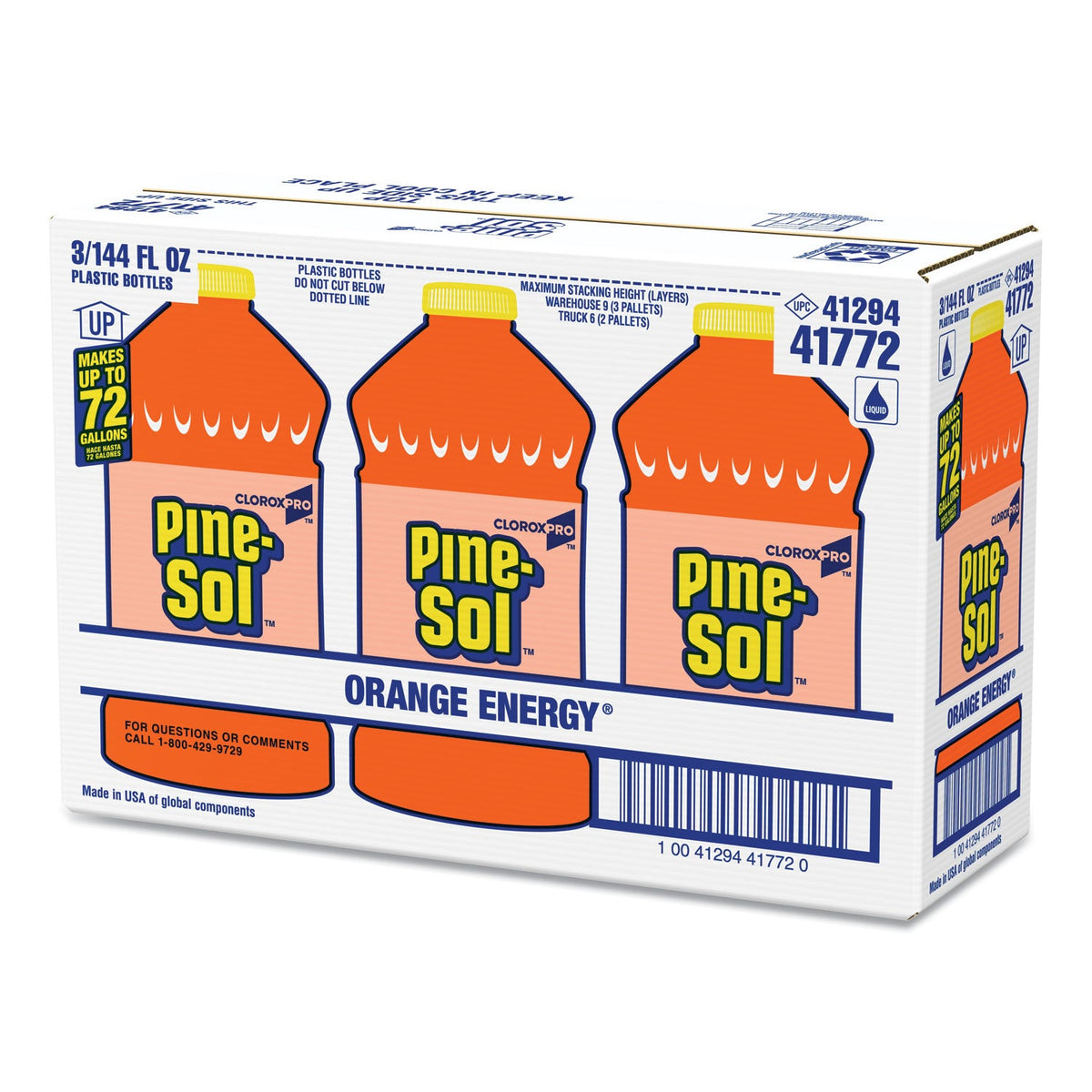 Pine-Sol All-Purpose Cleaner, Orange Energy, 144 oz Bottle, 3/Carton