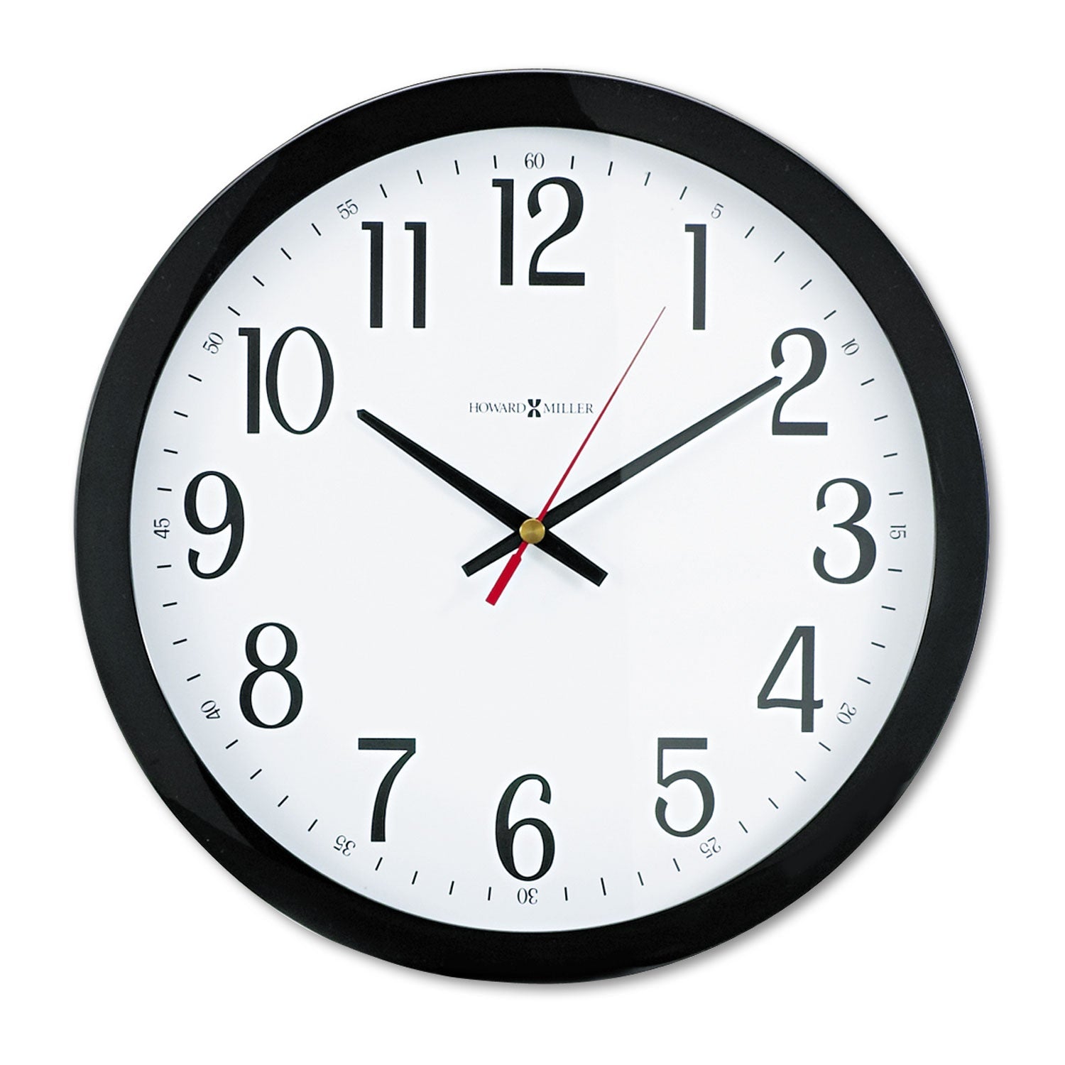 Howard Miller Gallery Wall Clock, 16" Overall Diameter, Black Case, 1 AA (sold separately)