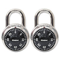 Master Lock Combination Lock, Stainless Steel, 1.87" Wide, Silver/Black, 2/Pack