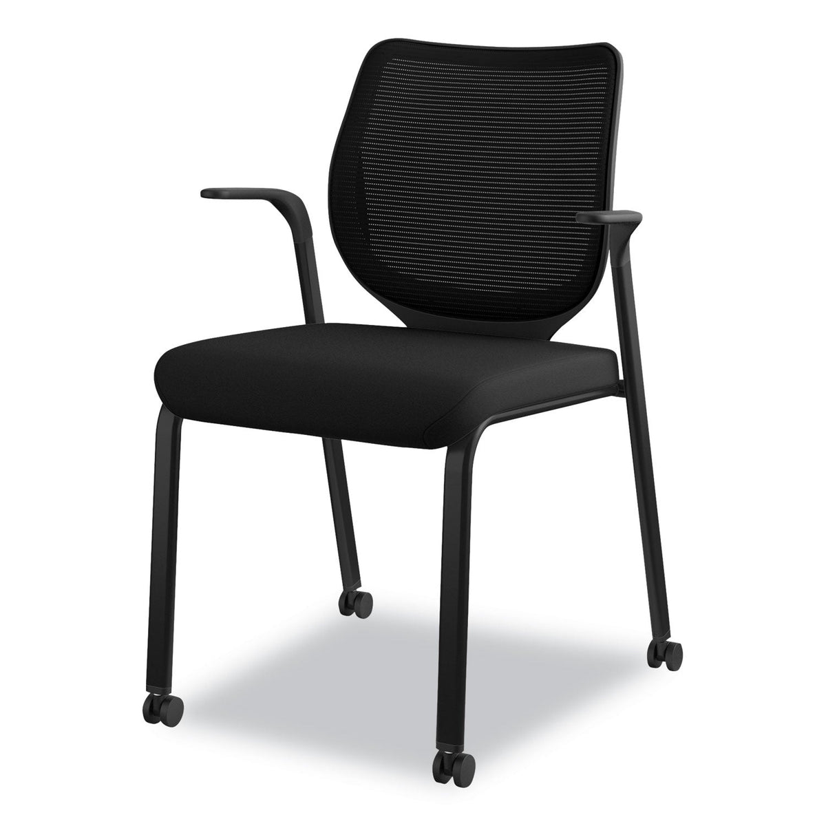 HON Nucleus Series Multipurpose Stacking Chair, ilira-Stretch M4 Back, Supports Up to 300 lb, Black