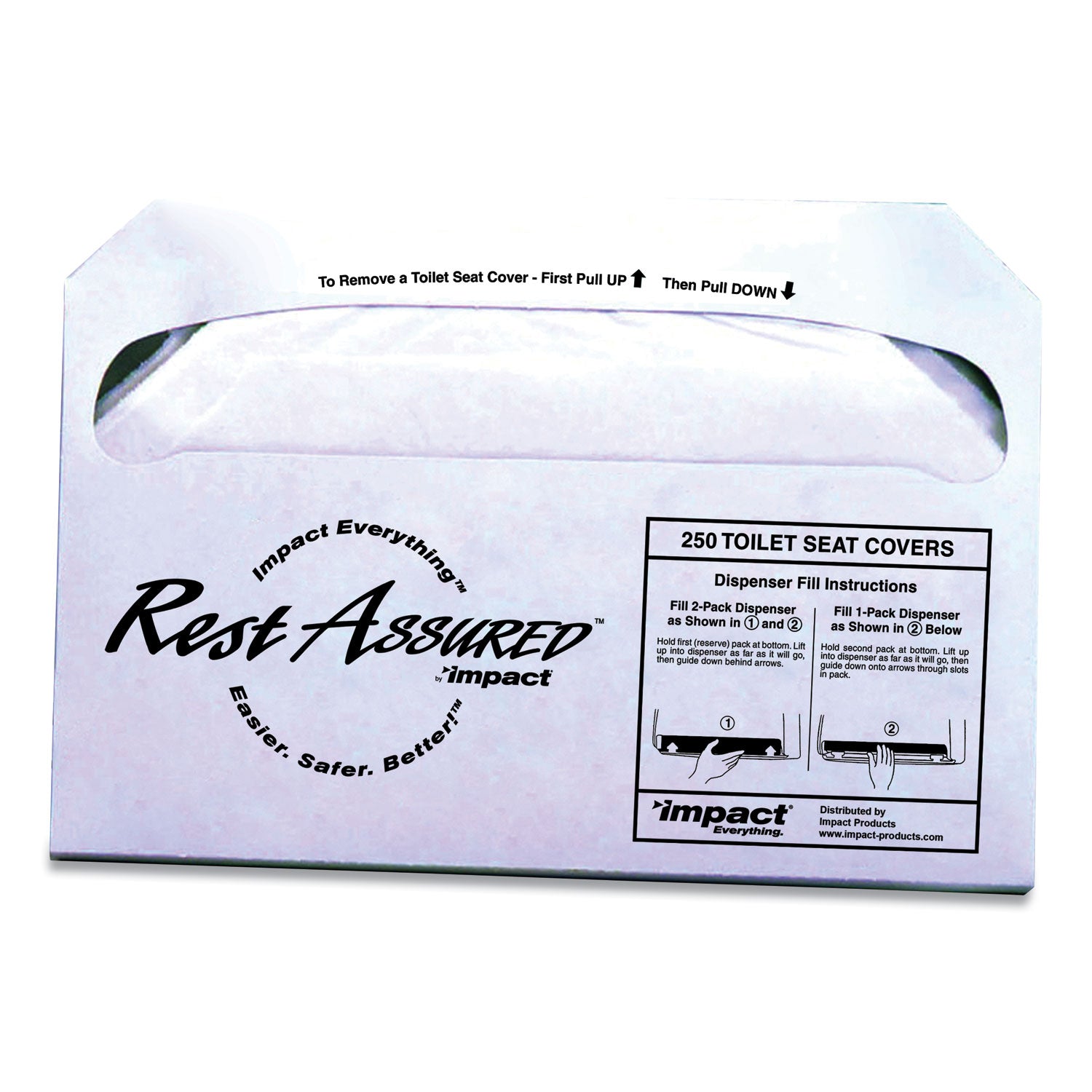 Impact Rest Assured Seat Covers, 14.25 x 16.85, White, 250/Pack, 20 Packs/Carton