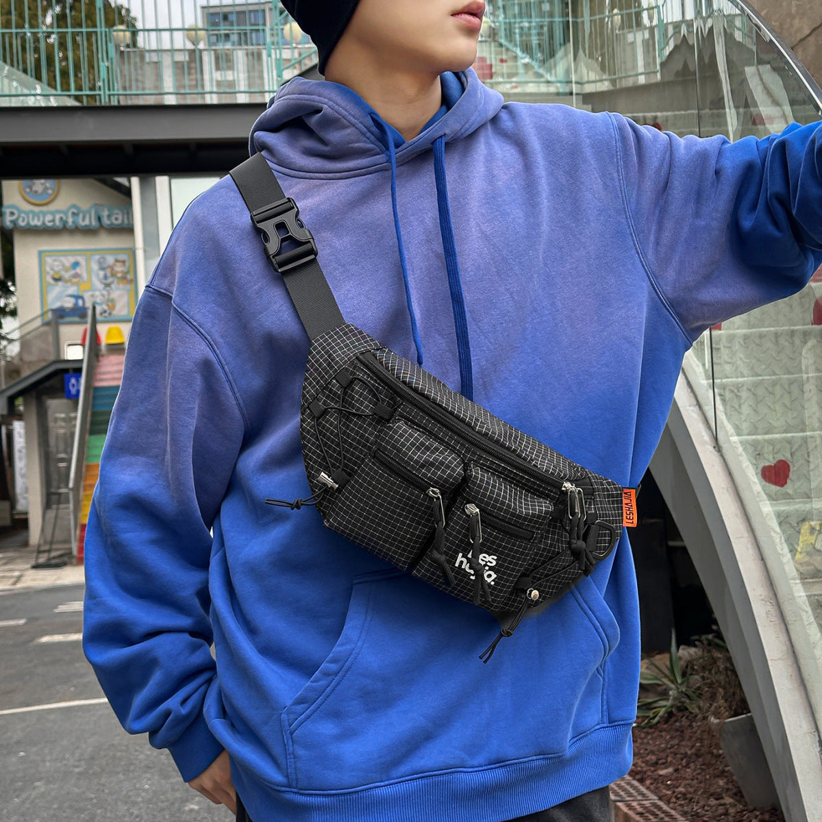Workwear-style Outdoor Hiking Waist Bag, Lightweight Chest Pack For Men