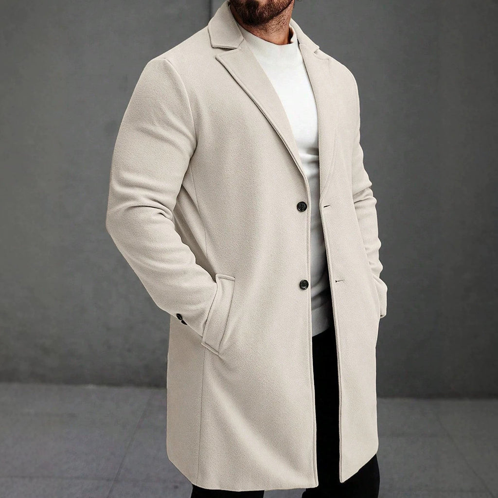 Solid-color Wool Mid-length Coat