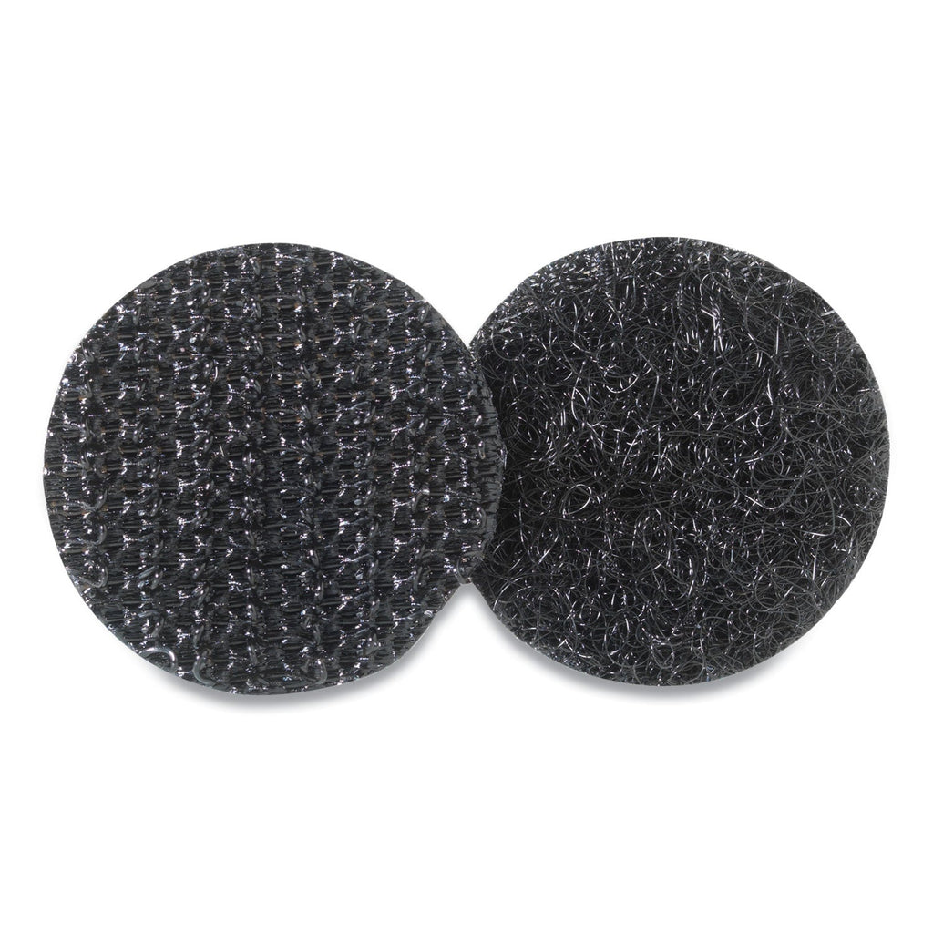 VELCRO Sticky-Back Fasteners, Removable Adhesive, 0.63" dia, Black, 15/Pack