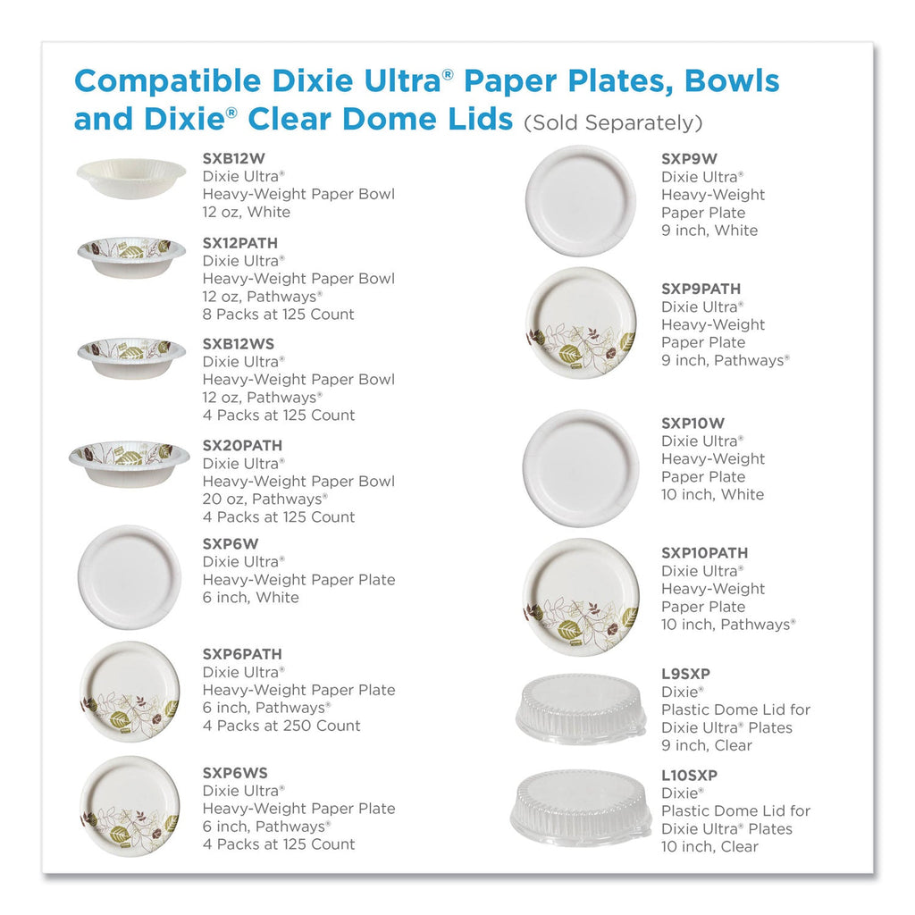 Dixie Pathways Soak Proof Shield Heavyweight Paper Plates, WiseSize, 8.5" dia, Green/Burgundy, 500/Carton