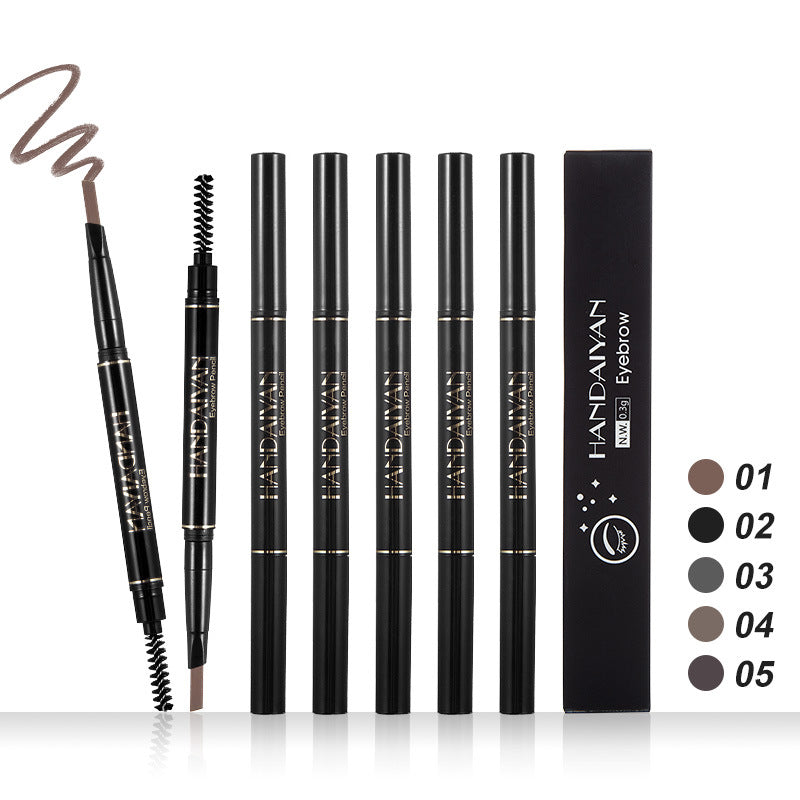 HANDAIYAN 5 Colors Automatic Rotating Eyebrow Pencil Double-ended Waterproof Triangle Eyebrow Pencil