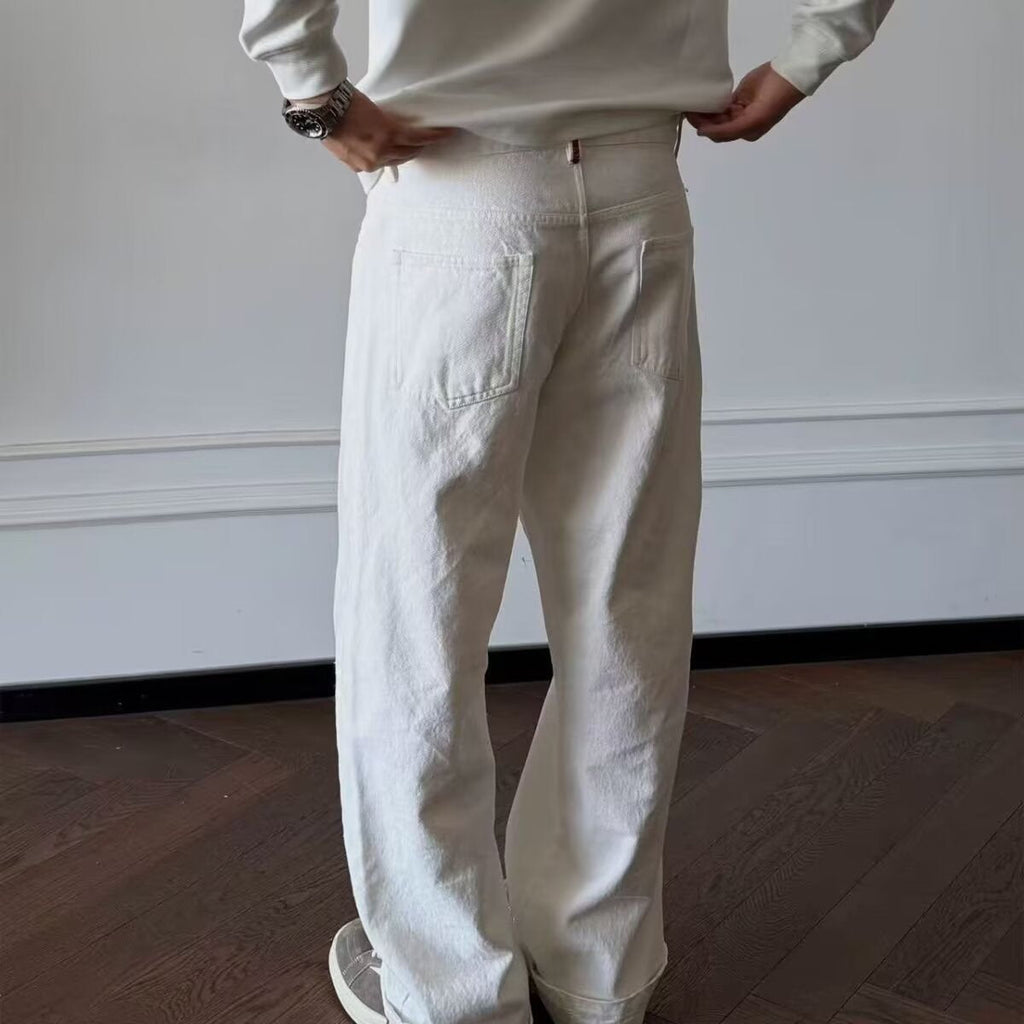 High-waisted Loose-fit Casual Straight-leg Pants