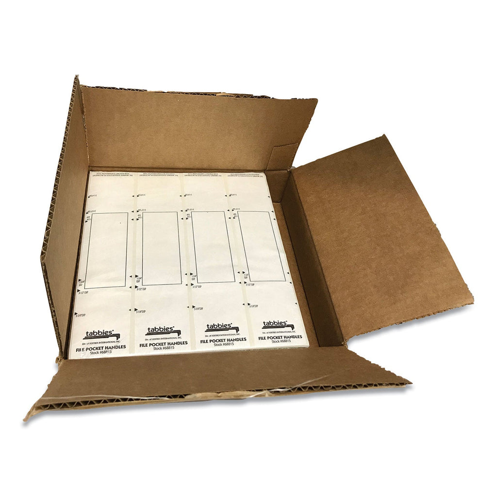 Tabbies File Pocket Handles, 9.63 x 2, White, 4/Sheet, 12 Sheets/Pack