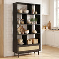 64-Inch Tall Wooden Bookcase with 8 Cubes and Drawer